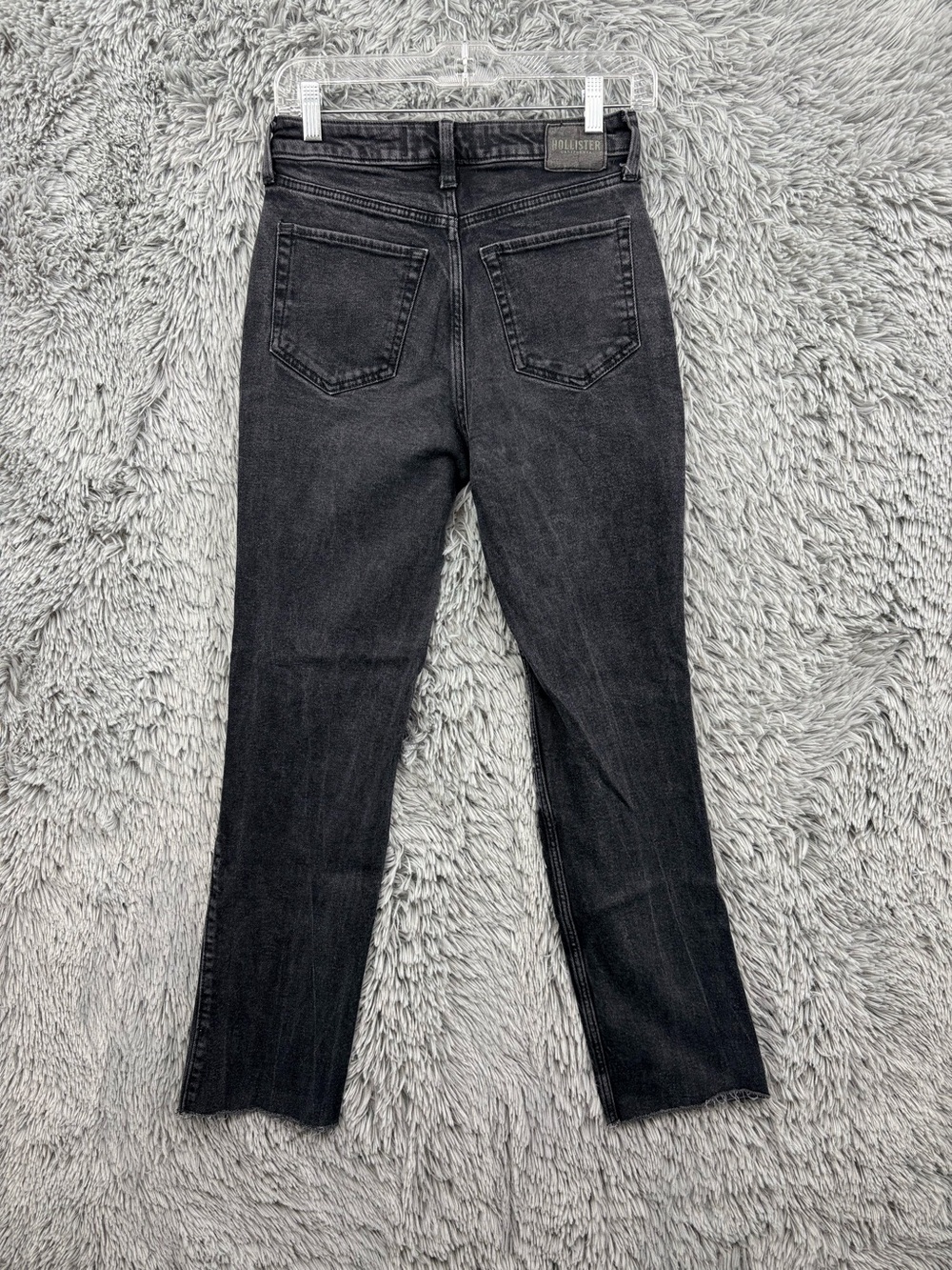 Hollister Jeans Womens 27 High Rise Ankle Cut Washed Black Raw Frayed Hem
